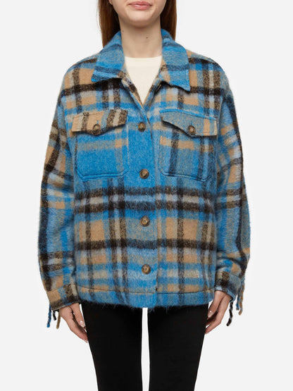 Woman overshirt jacket with fringes