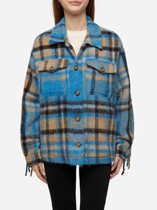 Woman overshirt jacket with fringes