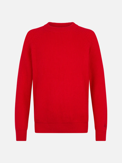 Man red ribbed sweater Marine