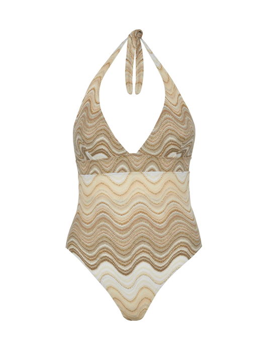 Marylin raschel wavy one-piece swimsuit