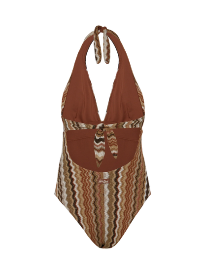 Marylin raschel chevron one-piece swimsuit