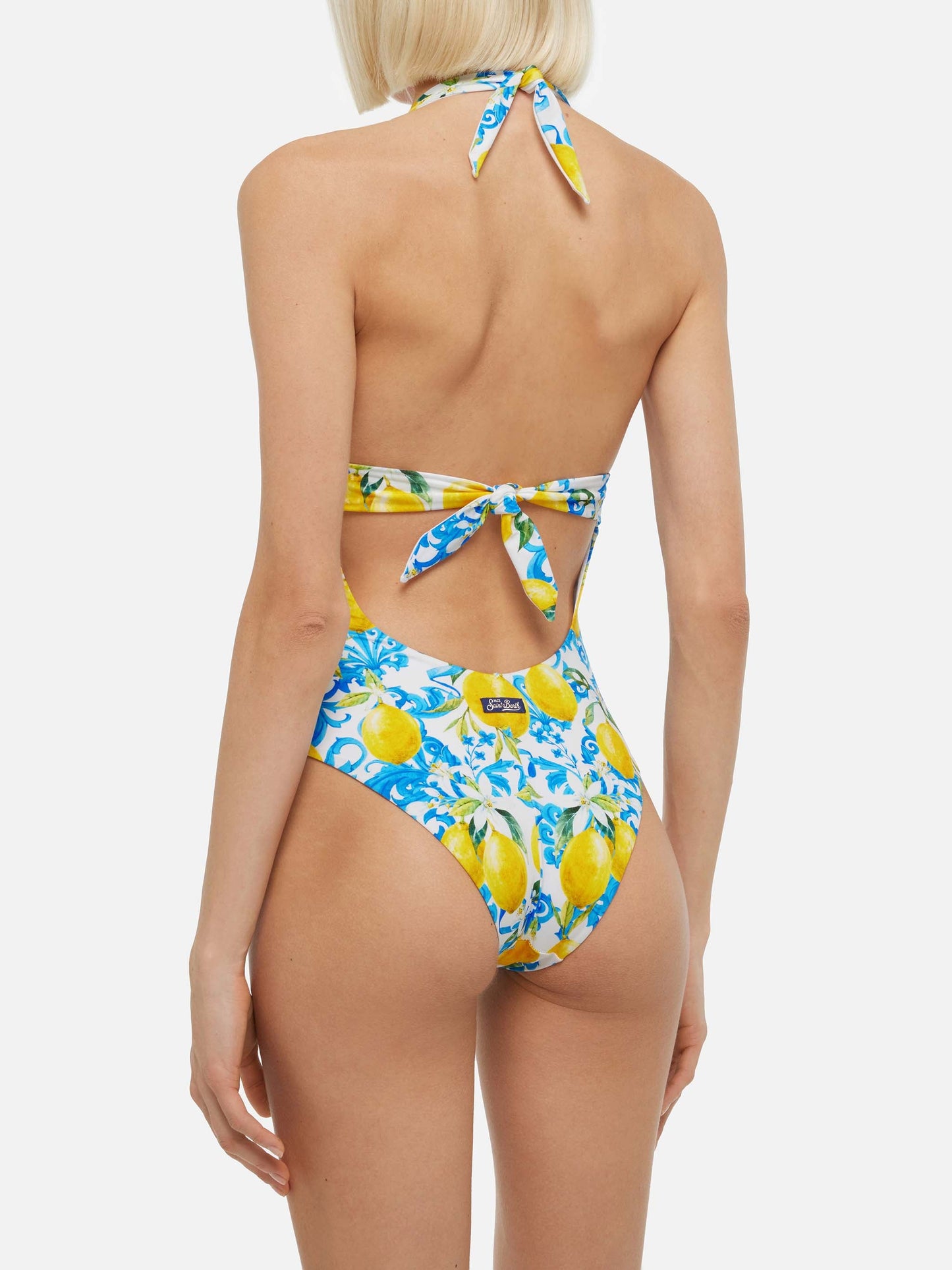 Marylin one-piece swimsuit with majolica print