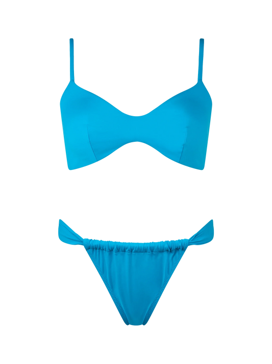 Woman turquoise scoop bralette bikini May Noelle