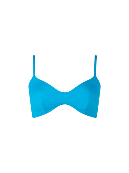 Woman turquoise scoop bralette beach top May