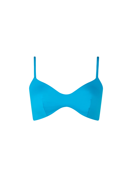 Woman turquoise scoop bralette beach top May