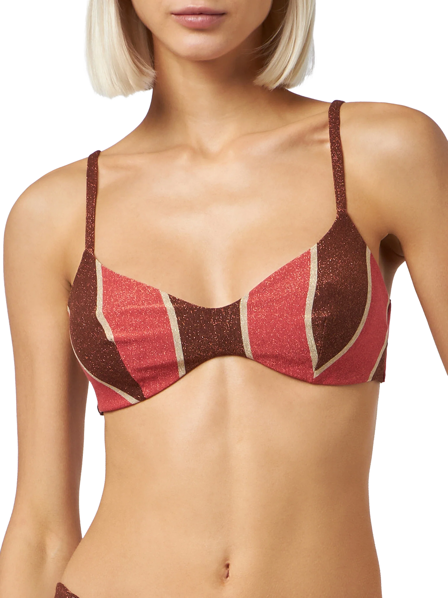 Woman striped lurex scoop bralette beach top May