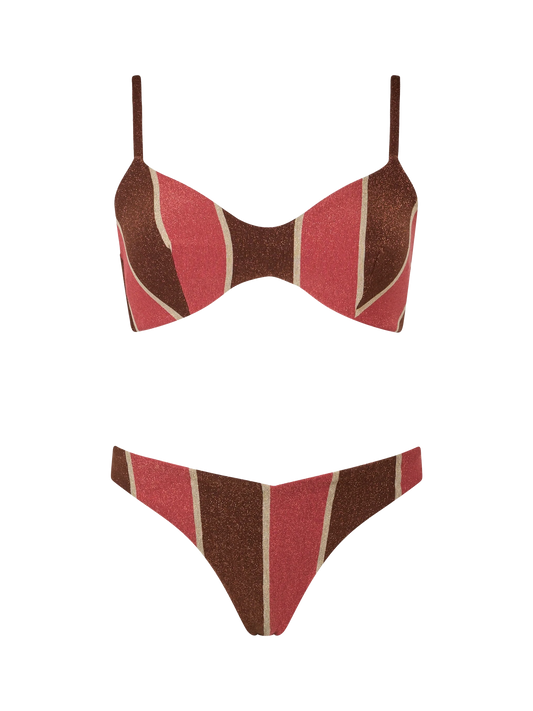 Woman striped lurex scoop bralette bikini May Romy
