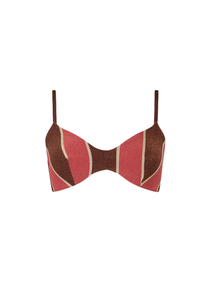 Woman striped lurex scoop bralette beach top May
