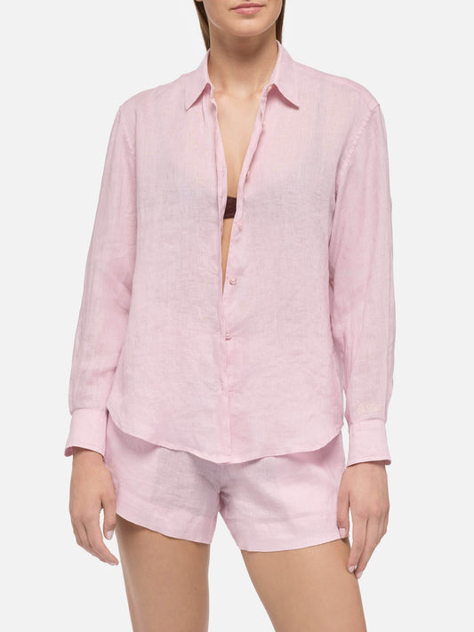 Meredith pink linen classic shirt