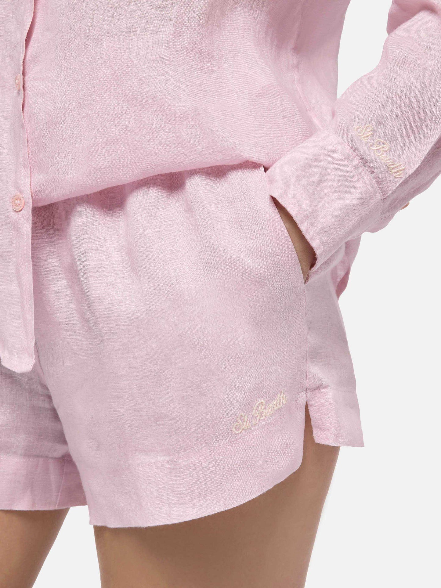 Meredith pink linen classic shirt