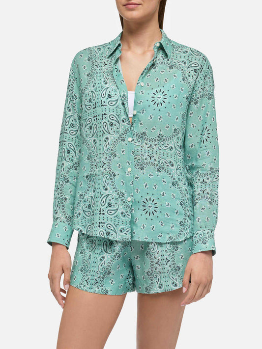 Meredith linen classic shirt with bandanna print