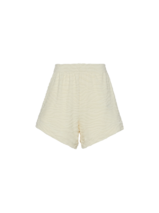 Meave terry cotton pull up shorts with zebra embossed pattern