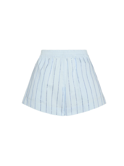 Meave cotton poplin pull up shorts with striped rhinestone embellishment
