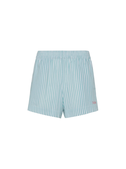 Meave cotton poplin pull up shorts with striped print