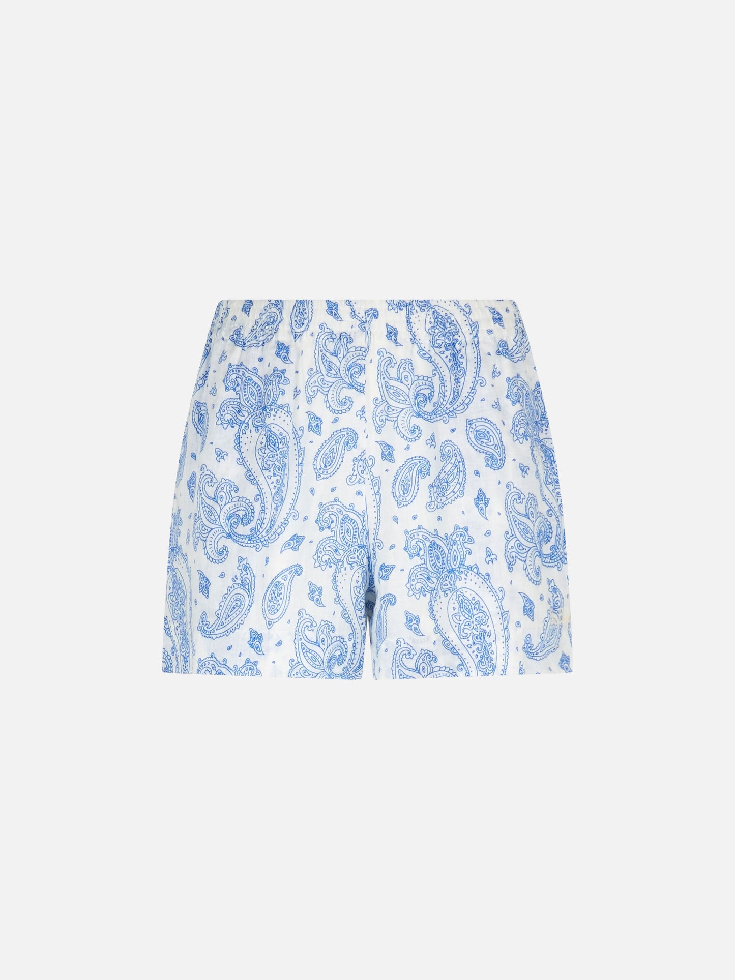 Woman paisley linen pull up shorts Meave
