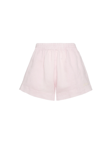 Meave pink linen pull up shorts