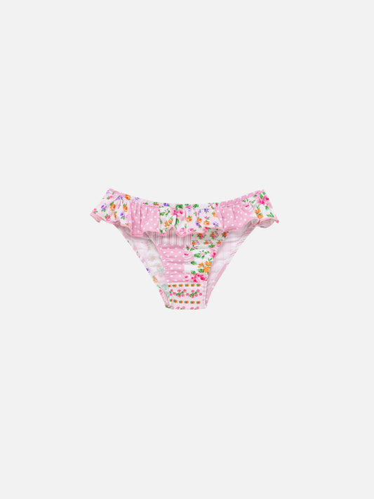 Melly ruffled swim briefs with flower patch print