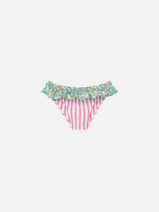 Melly ruffled swim briefs with Betsy patch print | MADE WITH LIBERTY FABRIC