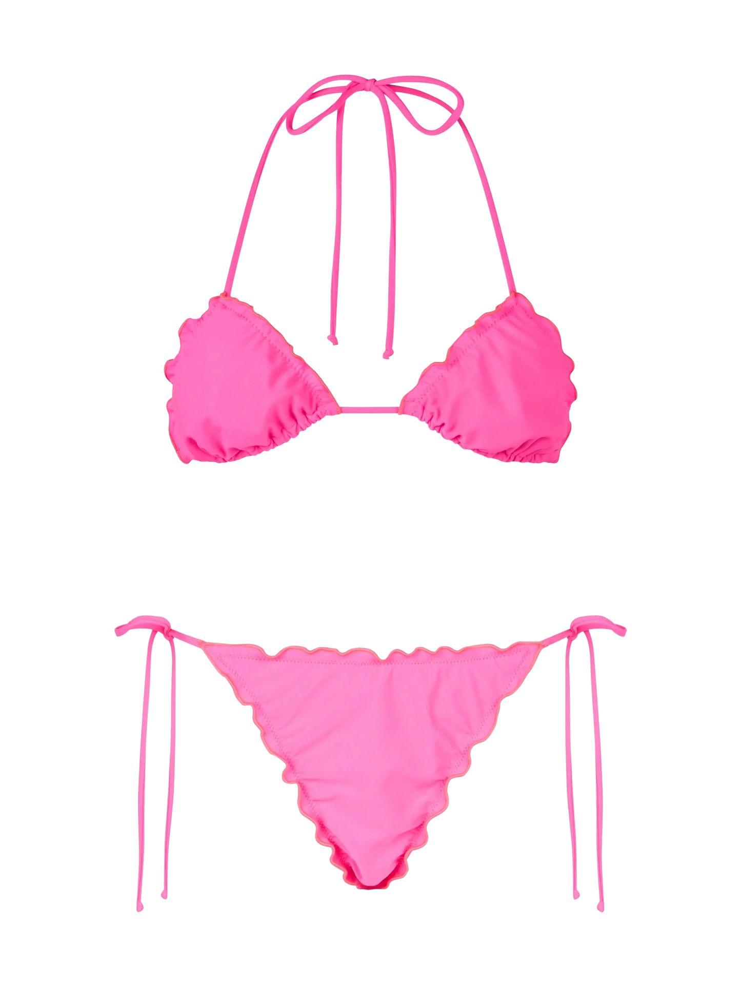 Woman fluo pink classic triangle bikini Sagittarius Miami