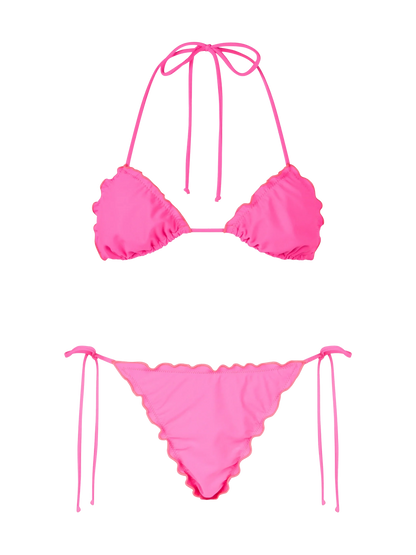 Woman fluo pink classic triangle bikini Sagittarius Miami