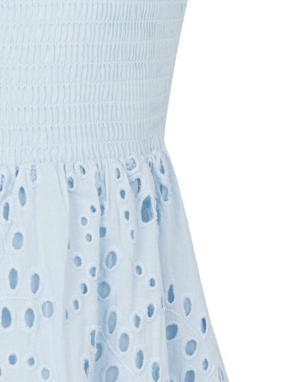 Miki light blue cotton Sangallo lace beach dress