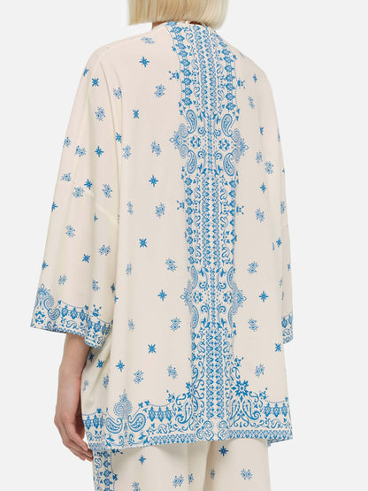 Milos kimono jacket with bandanna placed print
