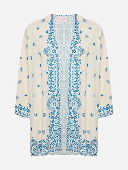 Milos kimono jacket with bandanna placed print