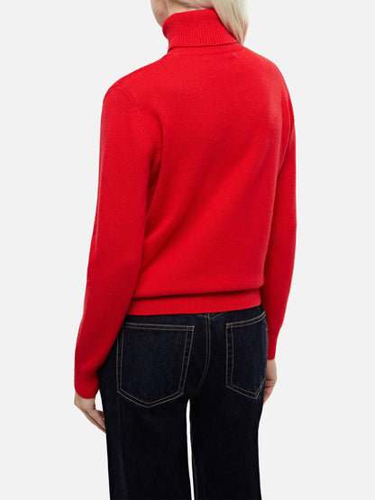 Woman red cashmere blend turtleneck sweater Moody