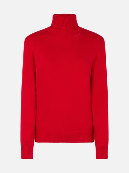 Woman red cashmere blend turtleneck sweater Moody