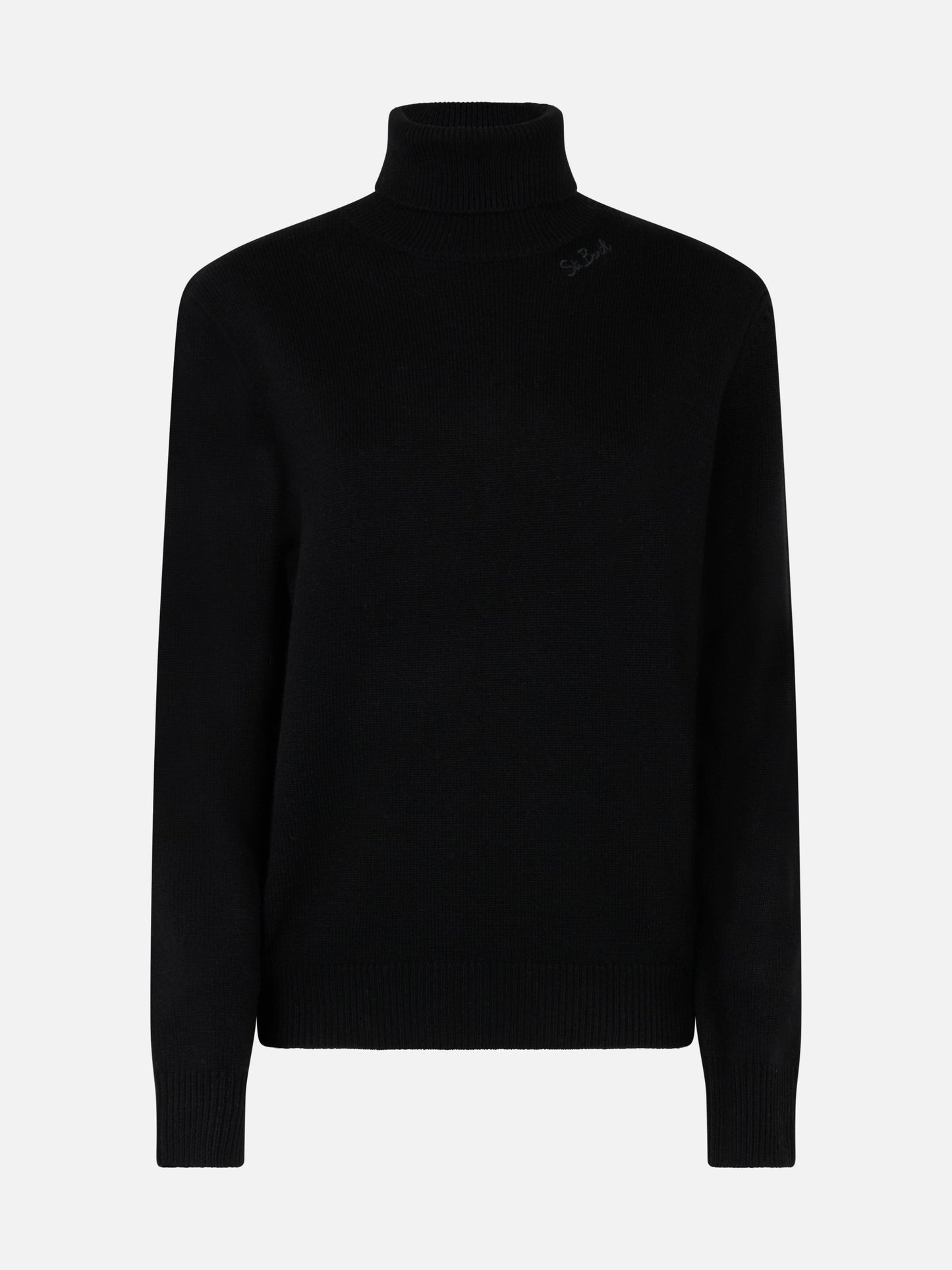 Woman black cashmere blend turtleneck sweater Moody