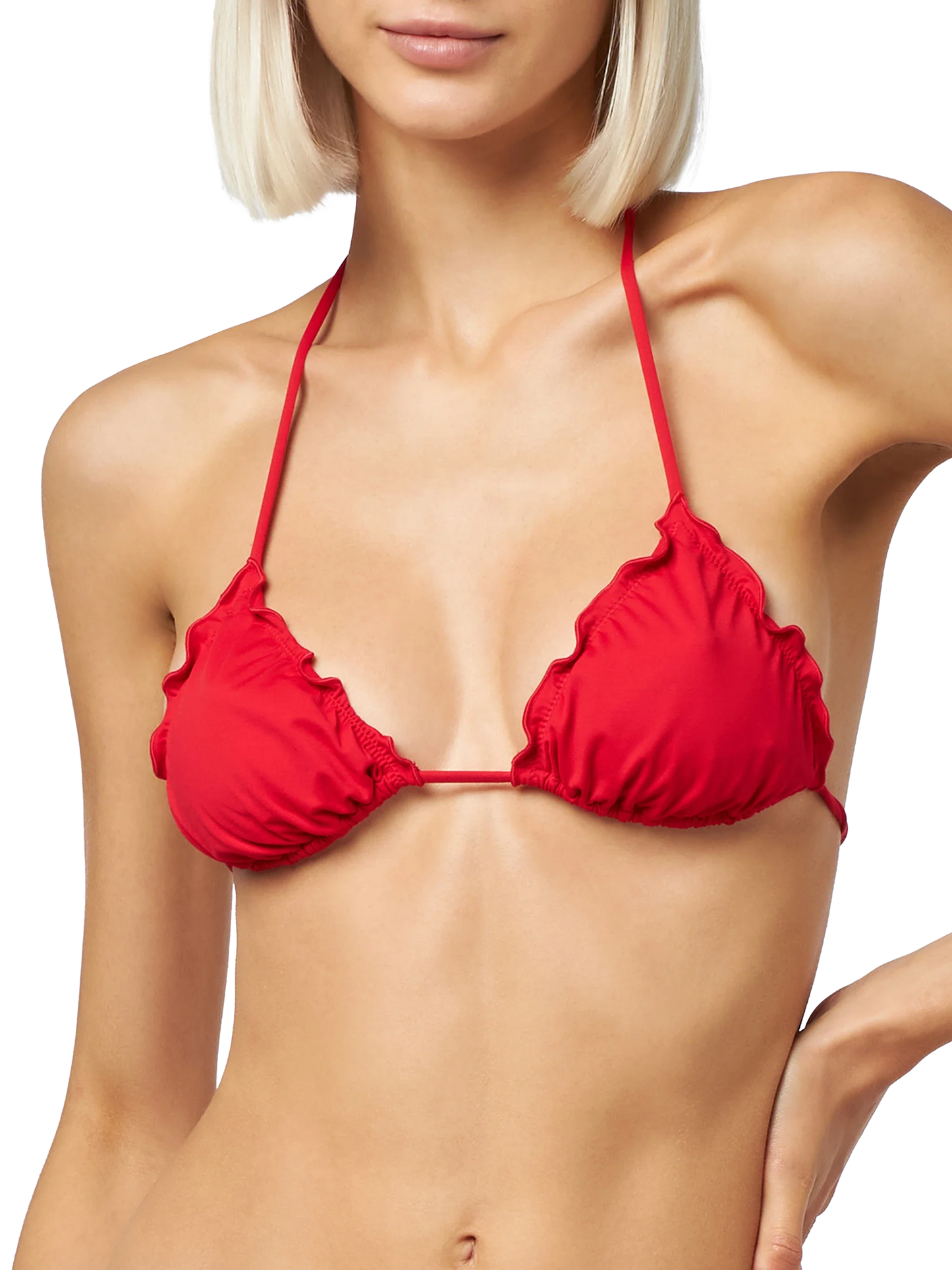 Woman red classic triangle bikini Sagittarius Moon