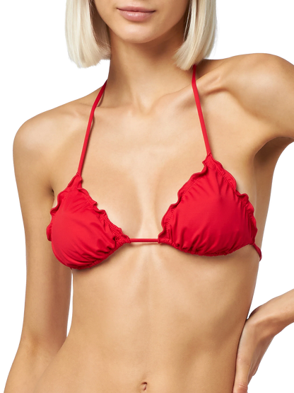 Woman red classic triangle bikini Sagittarius Moon