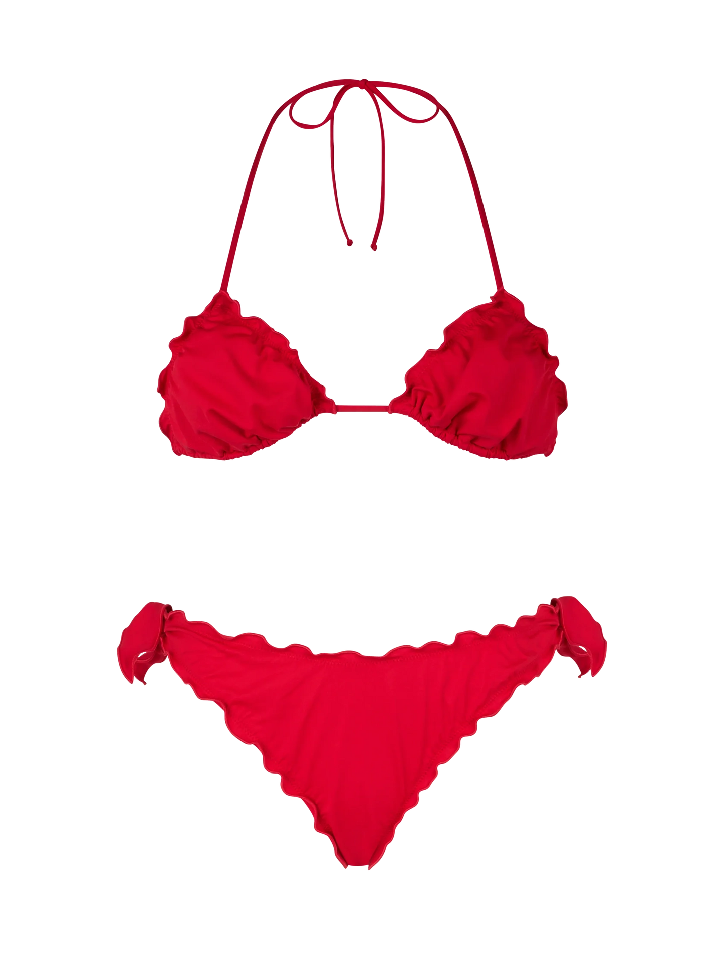 Woman red classic triangle bikini Sagittarius Moon