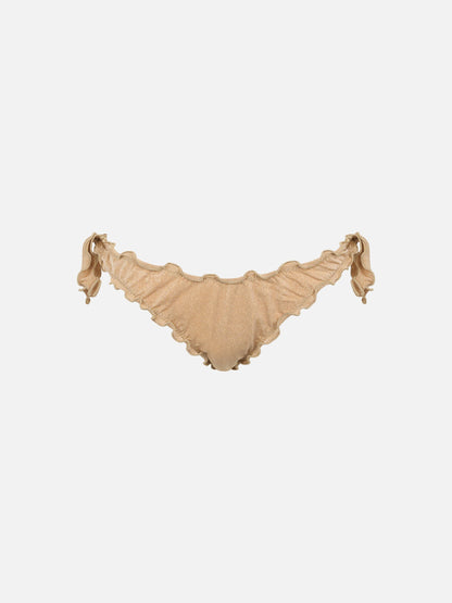 Woman gold lurex classic swim briefs Moon