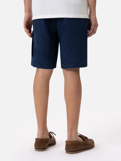 Man navy blue linen bermuda Marseille