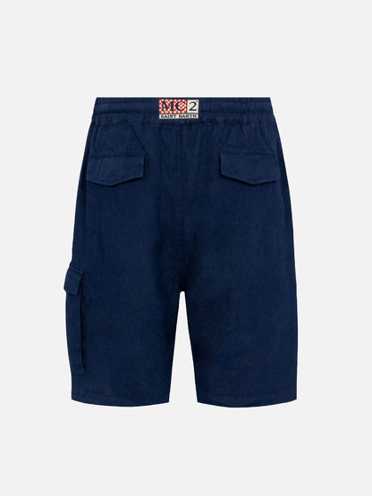 Man navy blue linen bermuda Marseille