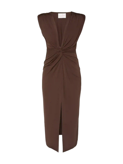 Marina brown sleeveless maxi dress