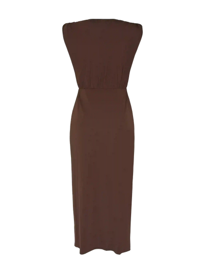 Marina brown sleeveless maxi dress