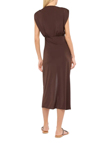 Marina brown sleeveless maxi dress