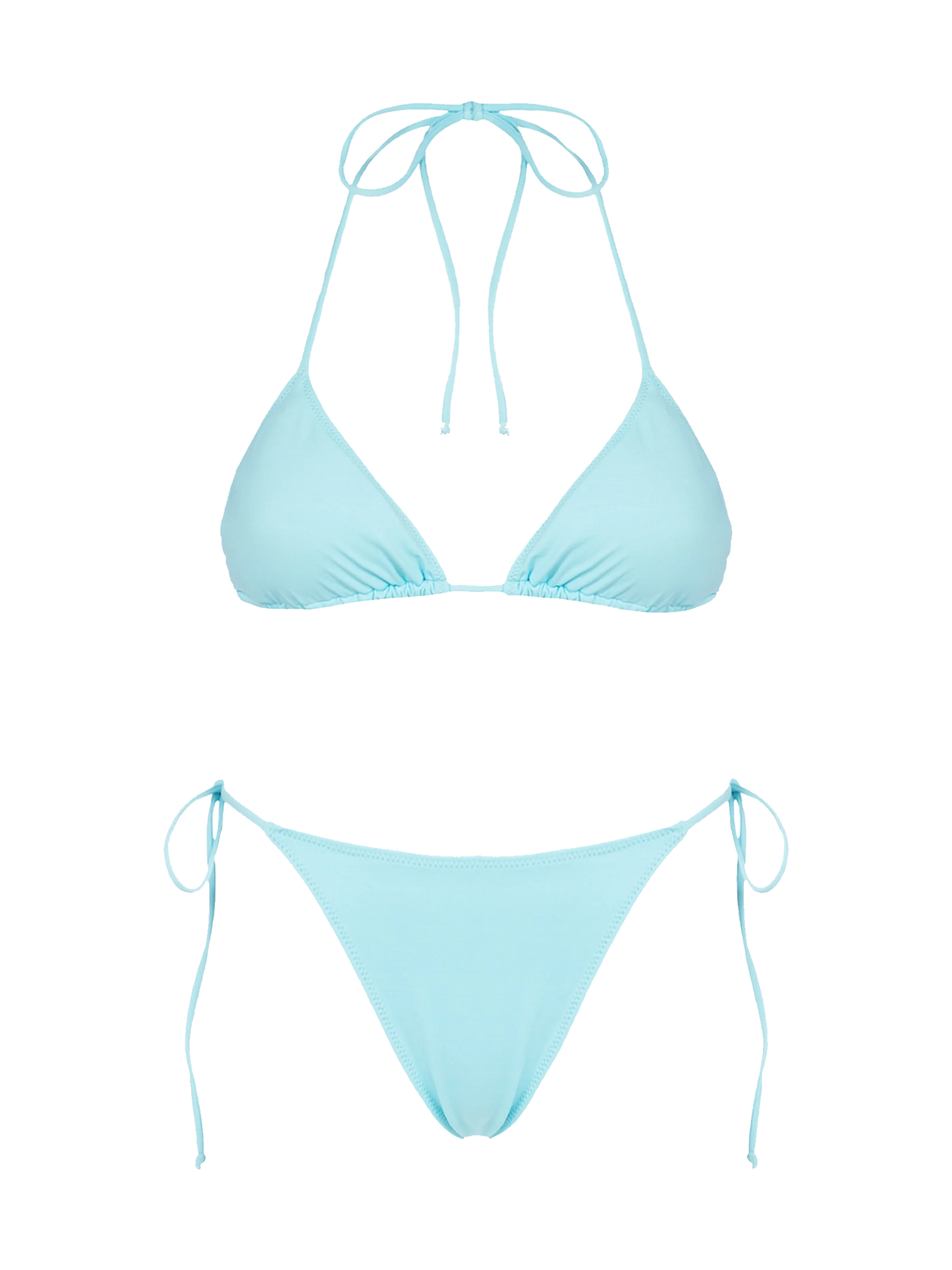 Woman water green triangle bikini Leah Marielle