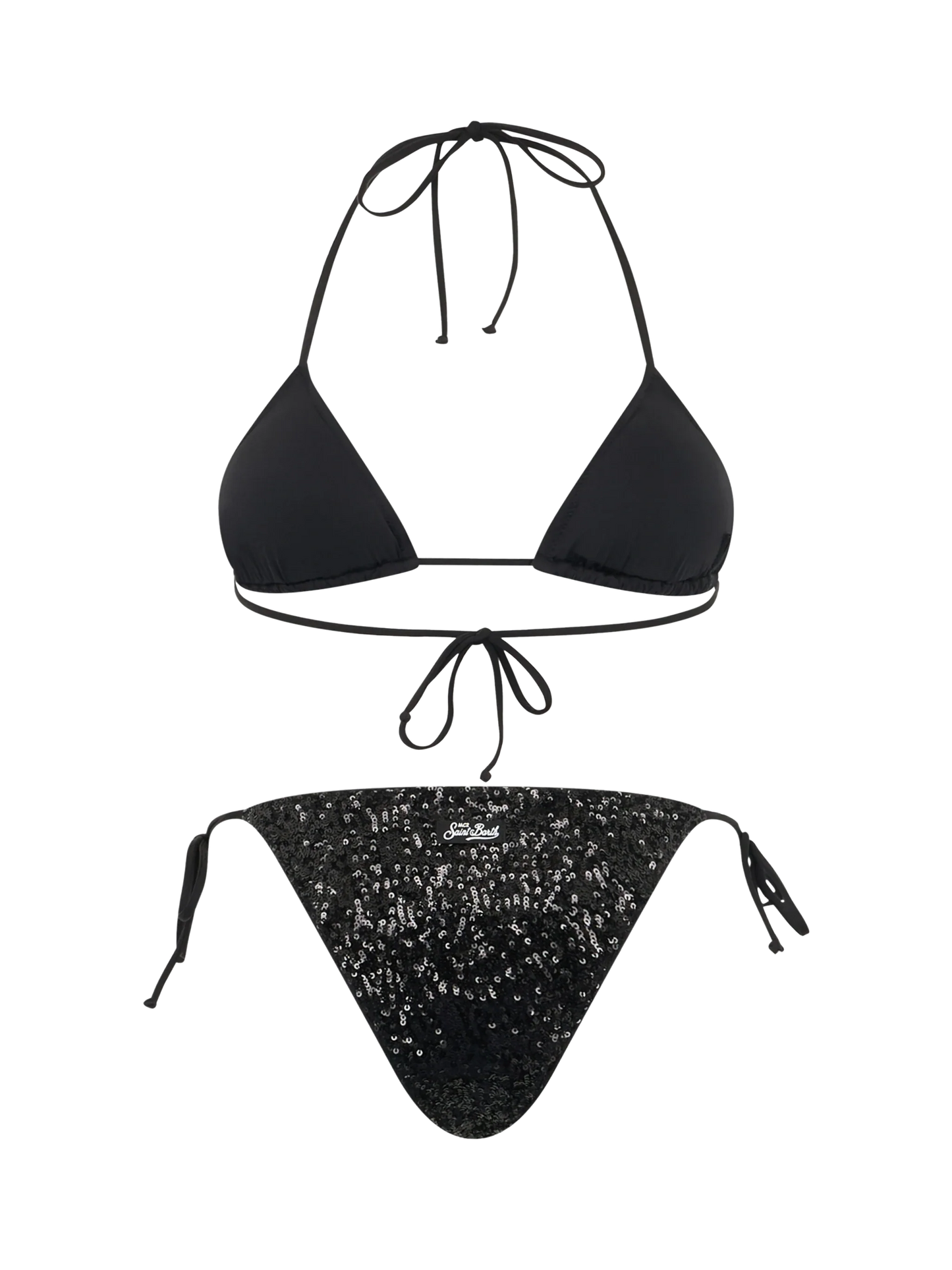 Woman black sequins triangle bikini Leah Marielle