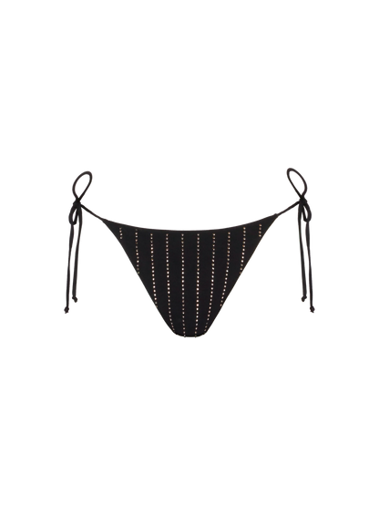 Marielle black classic swim briefs with striped rhinestone embellishment