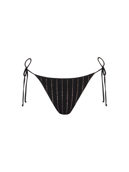 Marielle black classic swim briefs with striped rhinestone embellishment