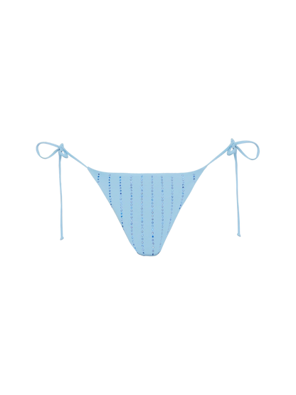 Marielle light blue classic swim briefs with striped rhinestone embellishment