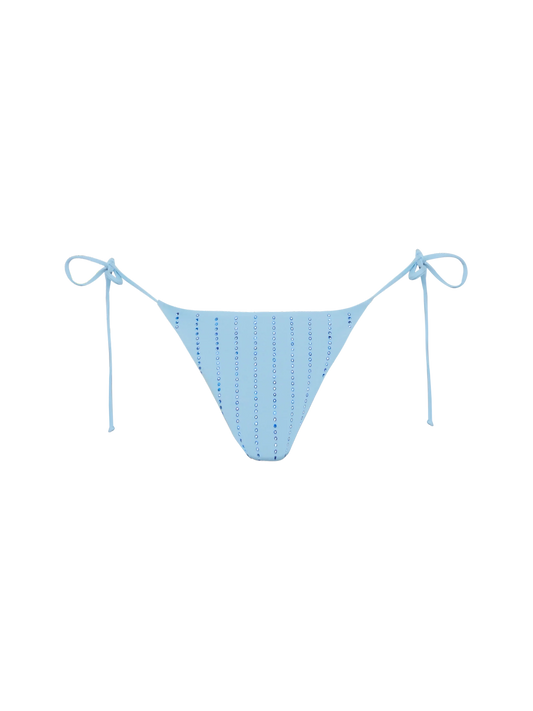 Marielle light blue classic swim briefs with striped rhinestone embellishment