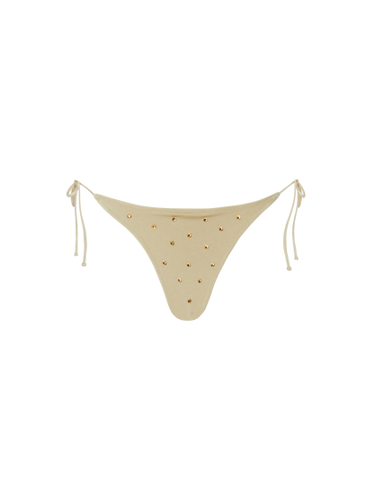 Marielle gold classic swim briefs with rhinestone embellishment