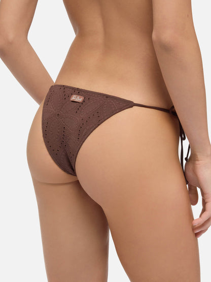 Marielle brown Sangallo lace classic swim briefs - Paloma white Sangallo lace scoop bralette