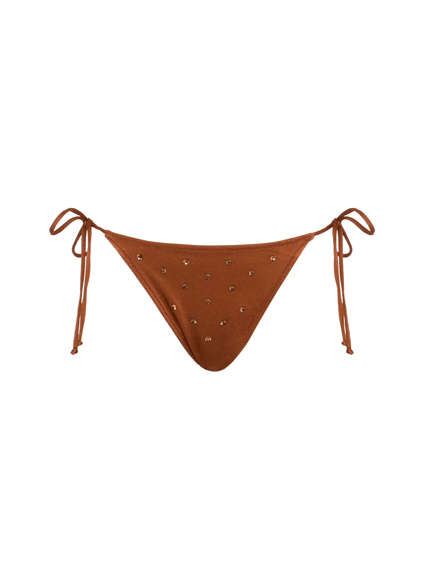 Marielle brown classic swim briefs with rhinestone embellishment
