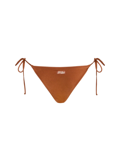 Marielle brown classic swim briefs with rhinestone embellishment