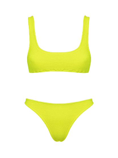 Woman fluo yellow classic crinkle bikini Naima Naomi